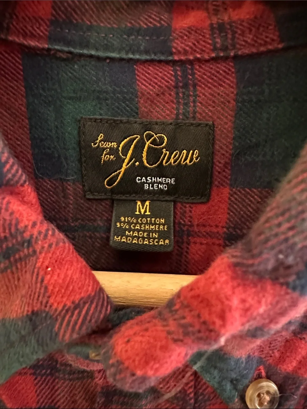 Men's Red and Green Plaid Button-Down Shirt